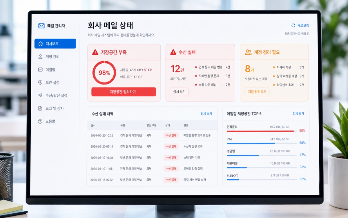 회사 메일 용량이 꽉 찬 상태